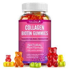 Mulittea Collagen Gummies with Biotin for Hair Growth Skin Care Brighten Skin & Skin Hydrolyzed Helps Nail Bone Joint